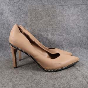 Bar III Shoes Womens 8.5 Pumps Heels Pointed Toe Slip On Stud Detail Tan Fashion